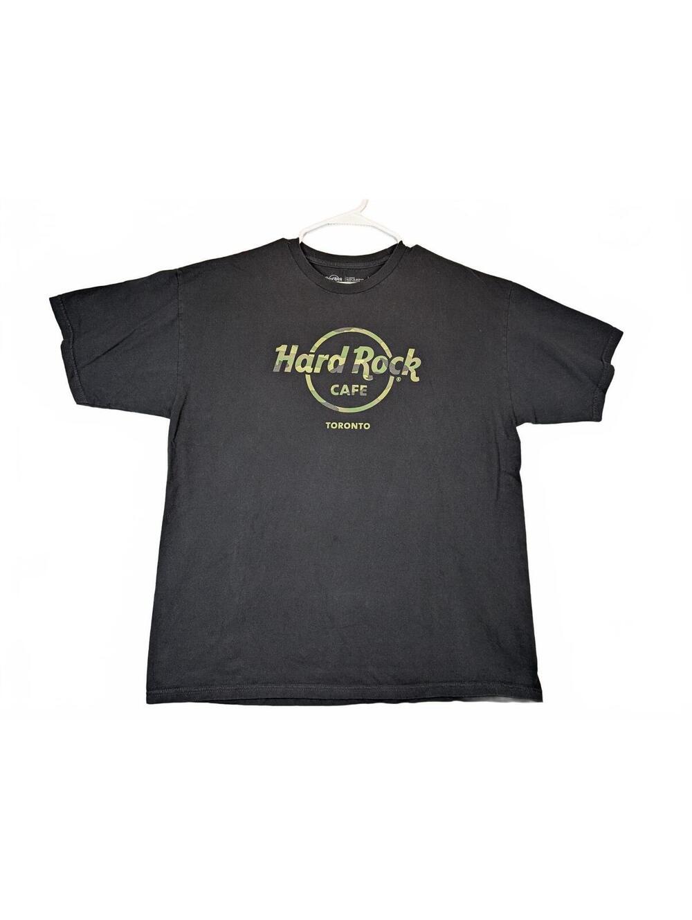 Hard Rock Cafe Toronto Logo Graphic Tourist Black Cotton Crewneck Tee Mens XL